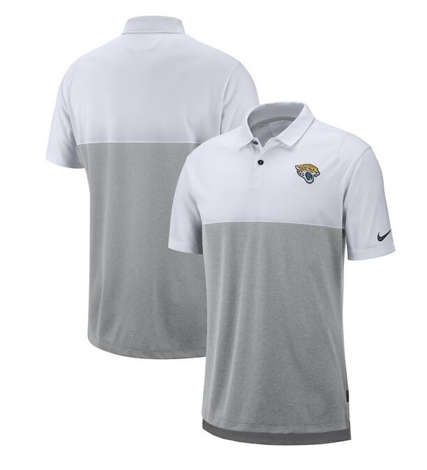 Men's Jacksonville Jaguars White/Gray Sideline Early Season Performance Polo Men's Jacksonville Jaguars White/Gray Sideline Early Season Performance Polo